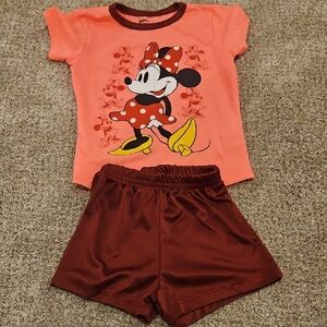 Disney Minnie Mouse Kids Pajama Set - Coral and Maroon